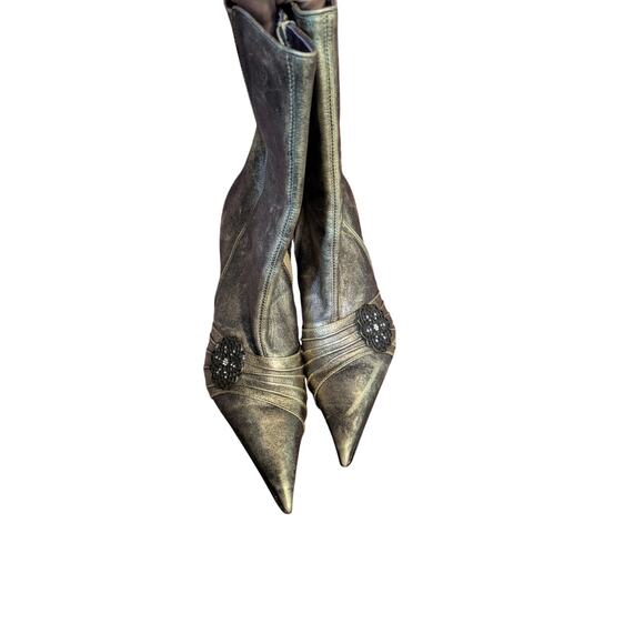 Vintage Y2K  Steve Madden Gold Dynasti Boots Size 8.5 - Picture 3 of 6